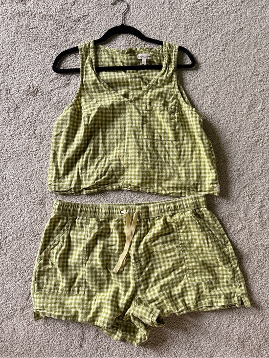 Toad&Co Tops - Toad and Co Taj HempTank and Shorts Set - Woodbine Green Gingham NWOT L/XL